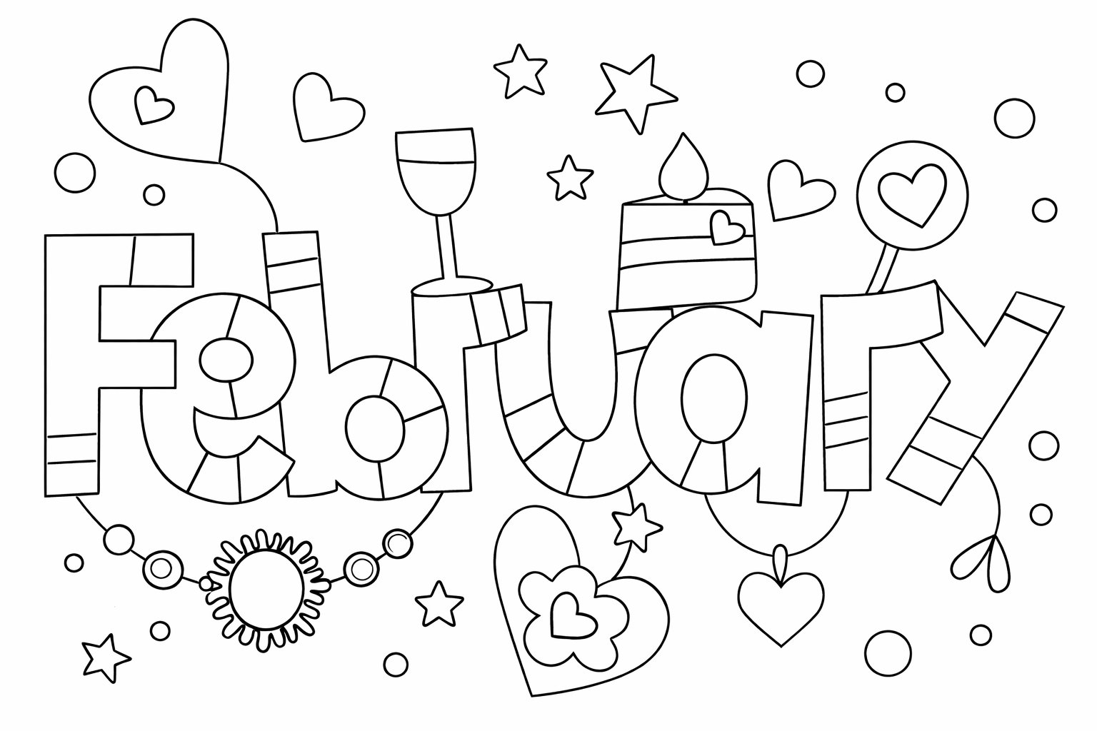 Coloriage Februari dessin au trait