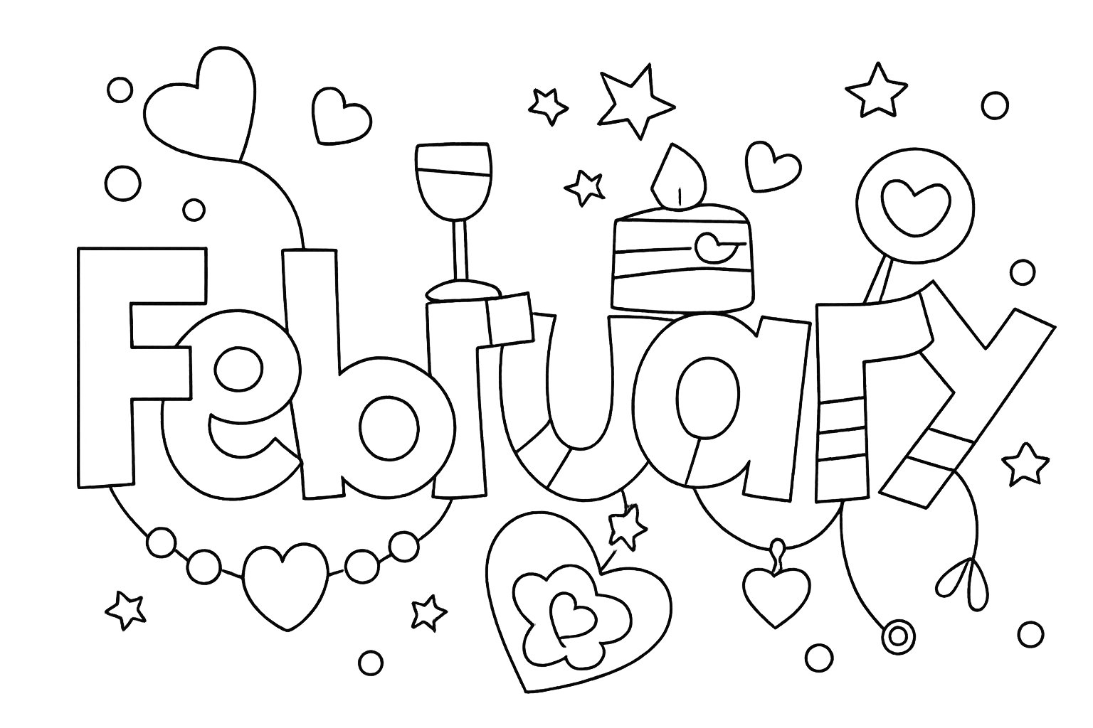 Coloriage Februari dessin au trait