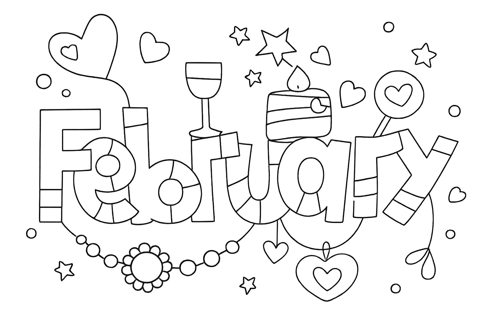 Coloriage Februari dessin au trait