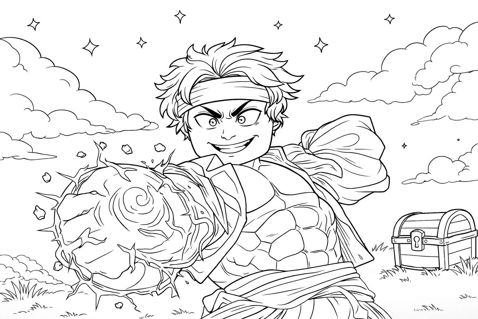 blox fruits roblox kleurplaat - zwart-wit lijntekening