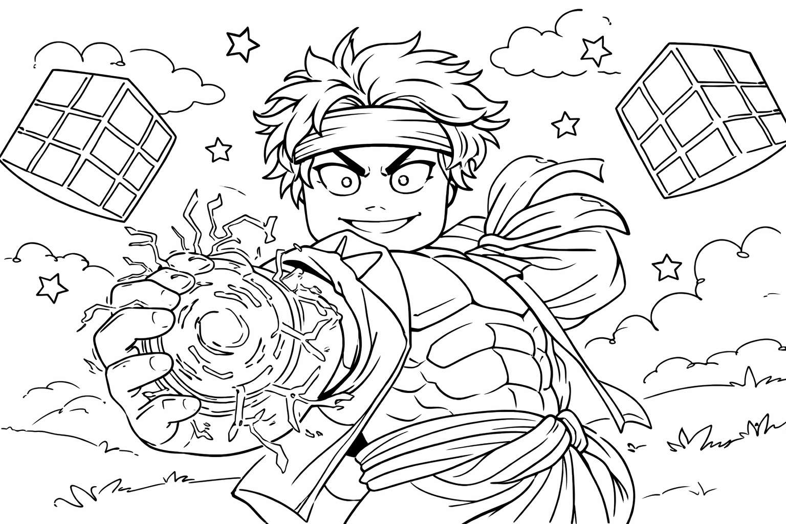 blox fruits roblox kleurplaat - zwart-wit lijntekening