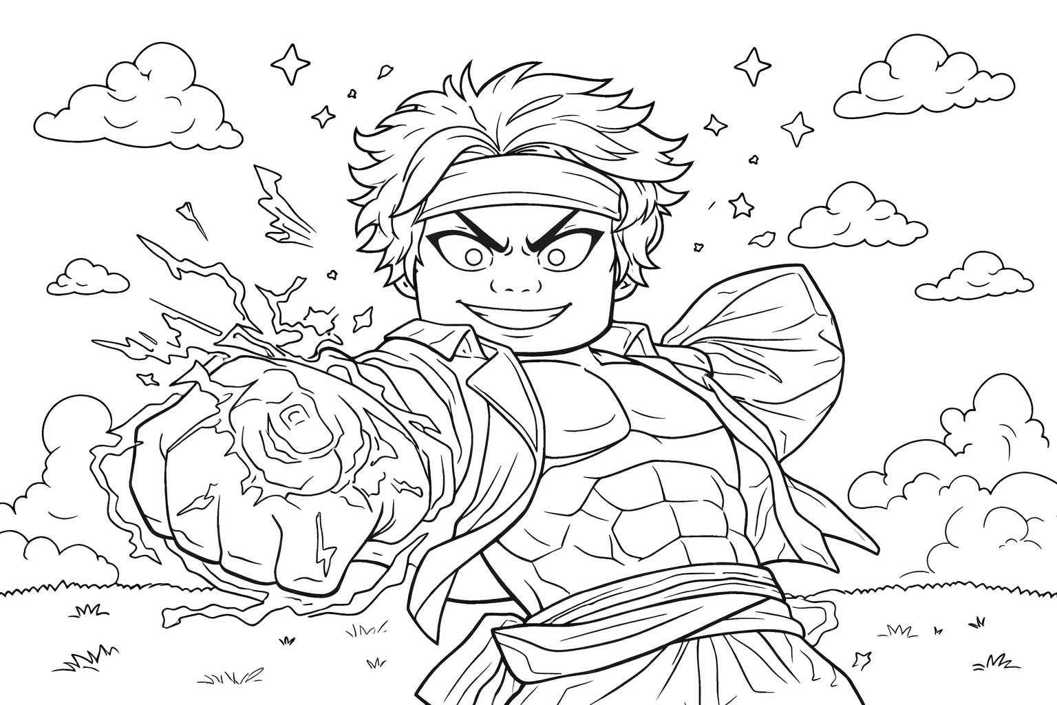 blox fruits roblox kleurplaat - zwart-wit lijntekening