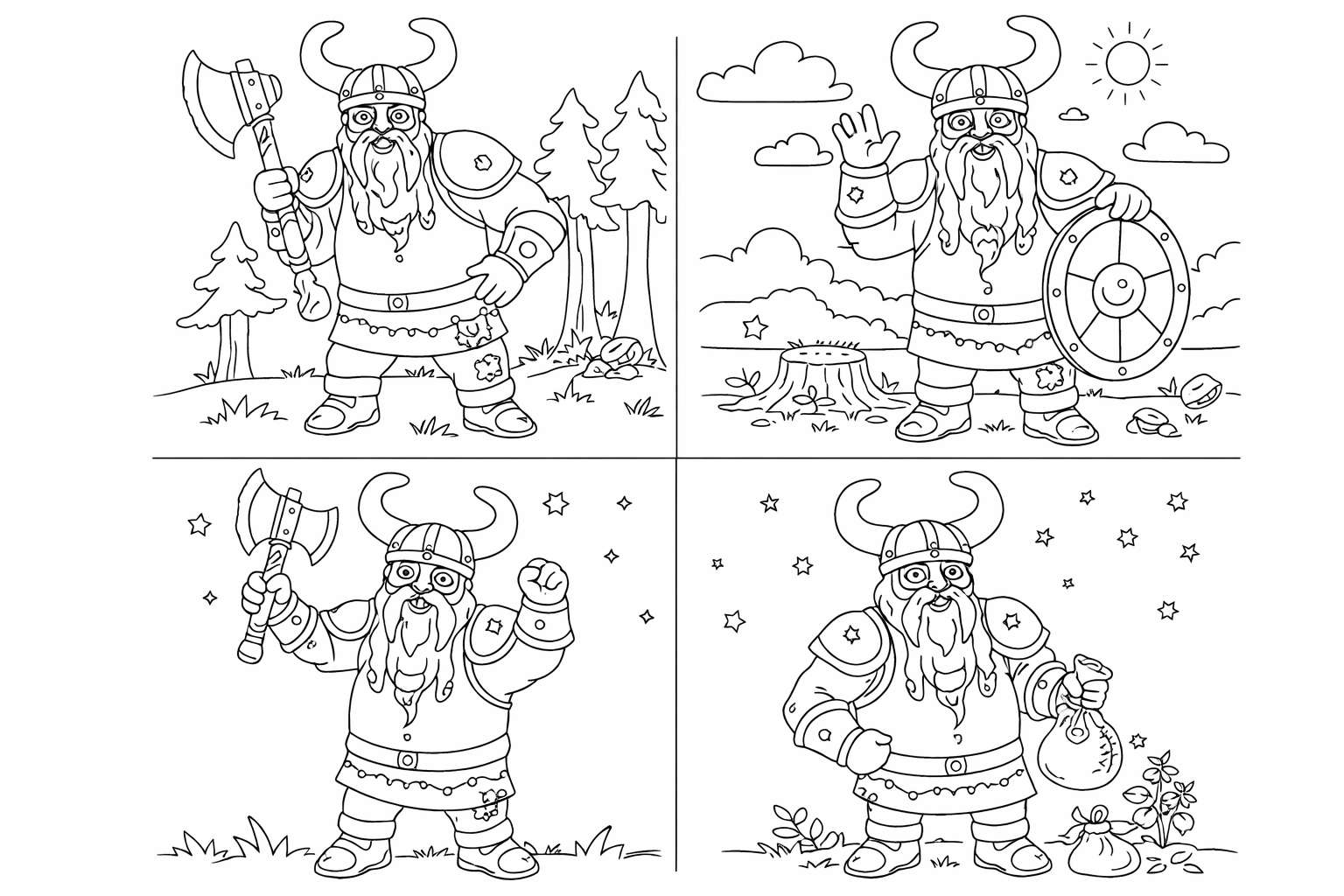 Viking Golar kleurplaat - zwart-wit lijntekening