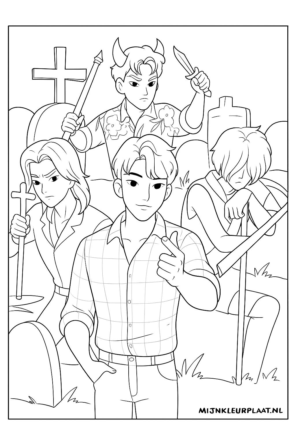 Sasja Boys Demon Hunters Variant 2 coloring page for children