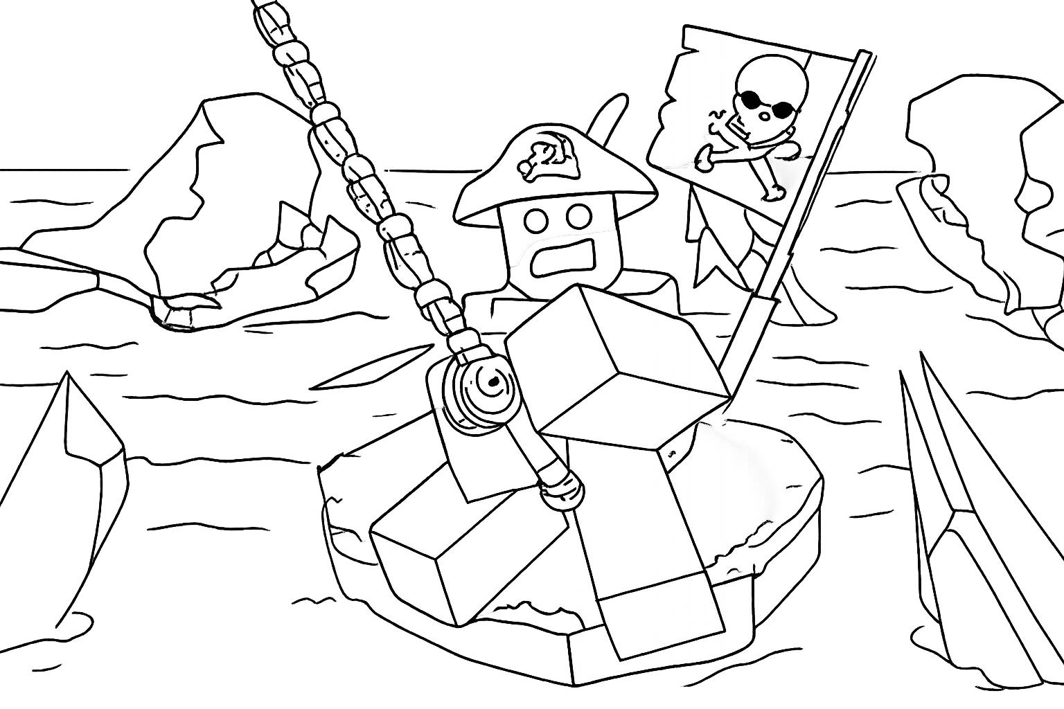 Fisch Roblox kleurplaat - zwart-wit lijntekening