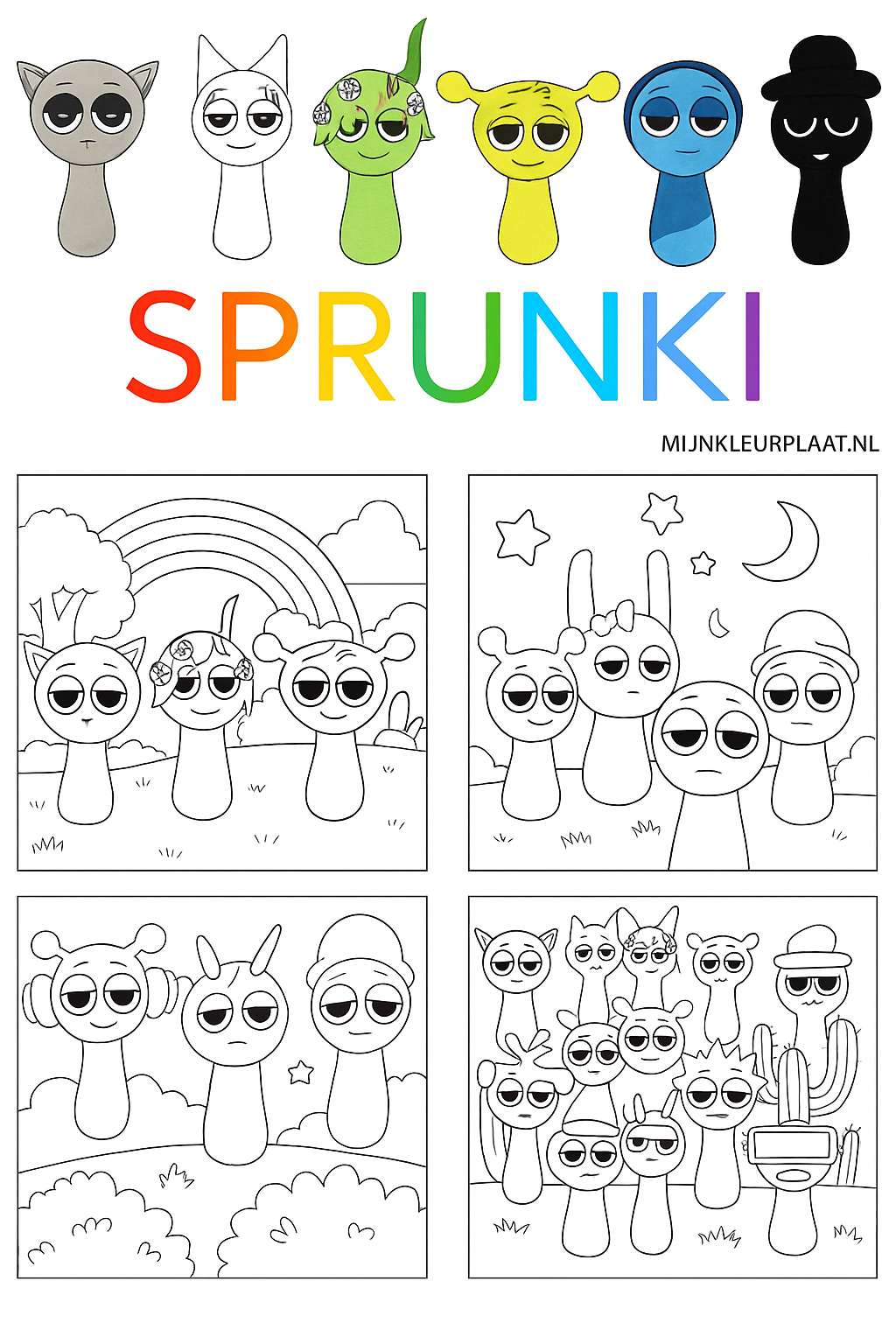 Sprunki Variant 3 coloring page for children