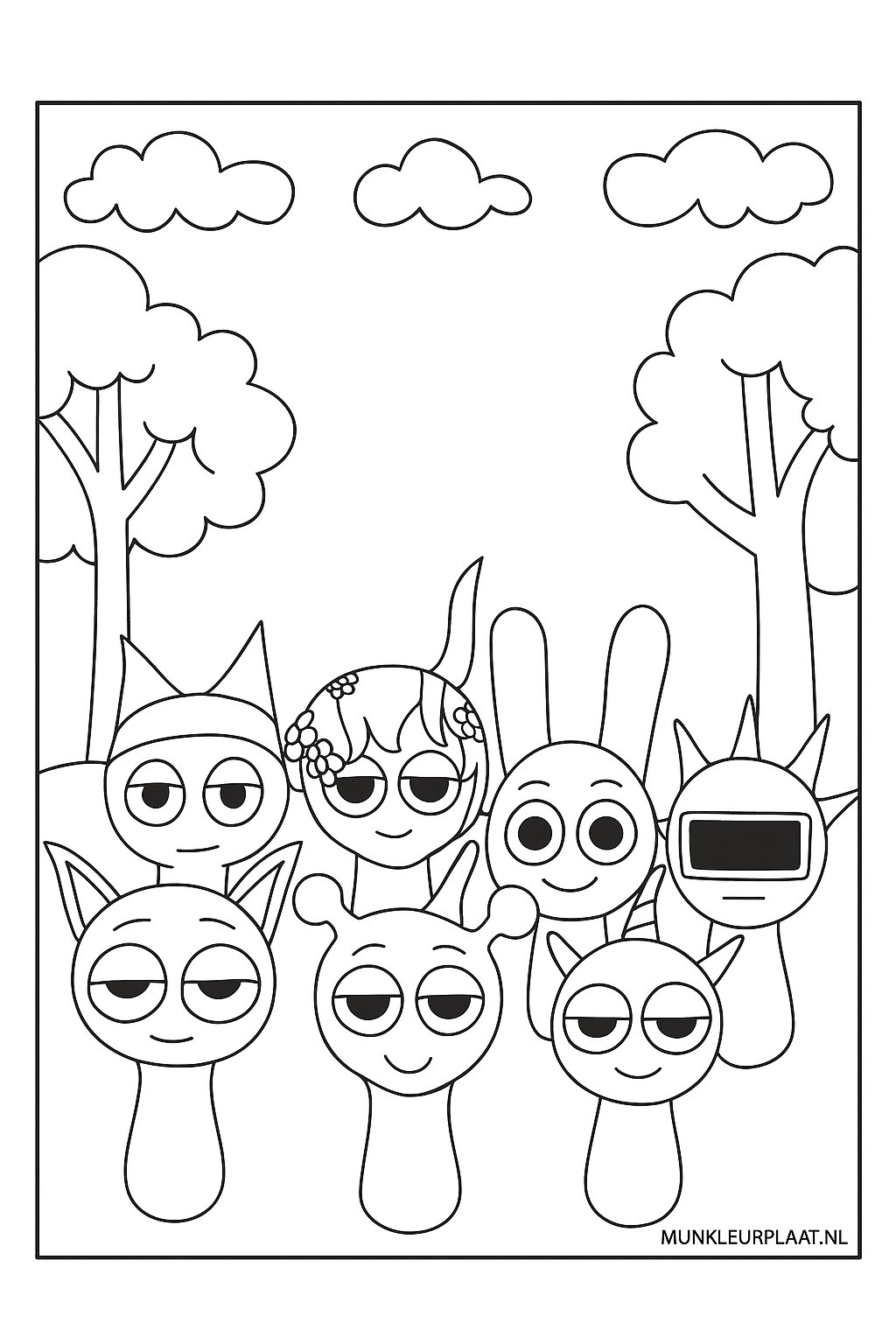 Sprunki Variant 4 coloring page for children