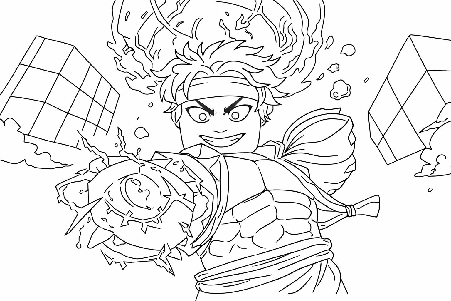 blox fruits roblox kleurplaat - zwart-wit lijntekening