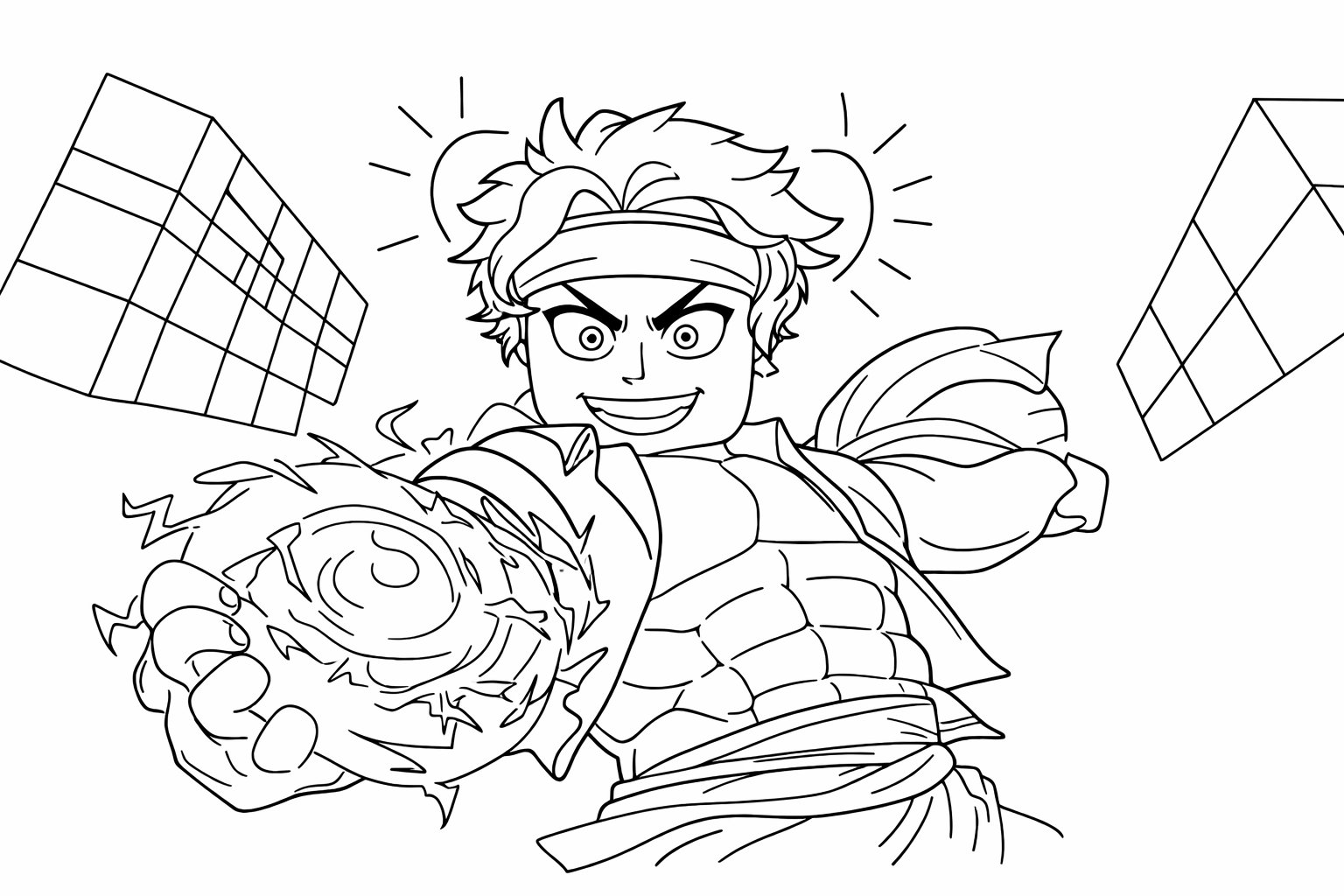 blox fruits roblox kleurplaat - zwart-wit lijntekening