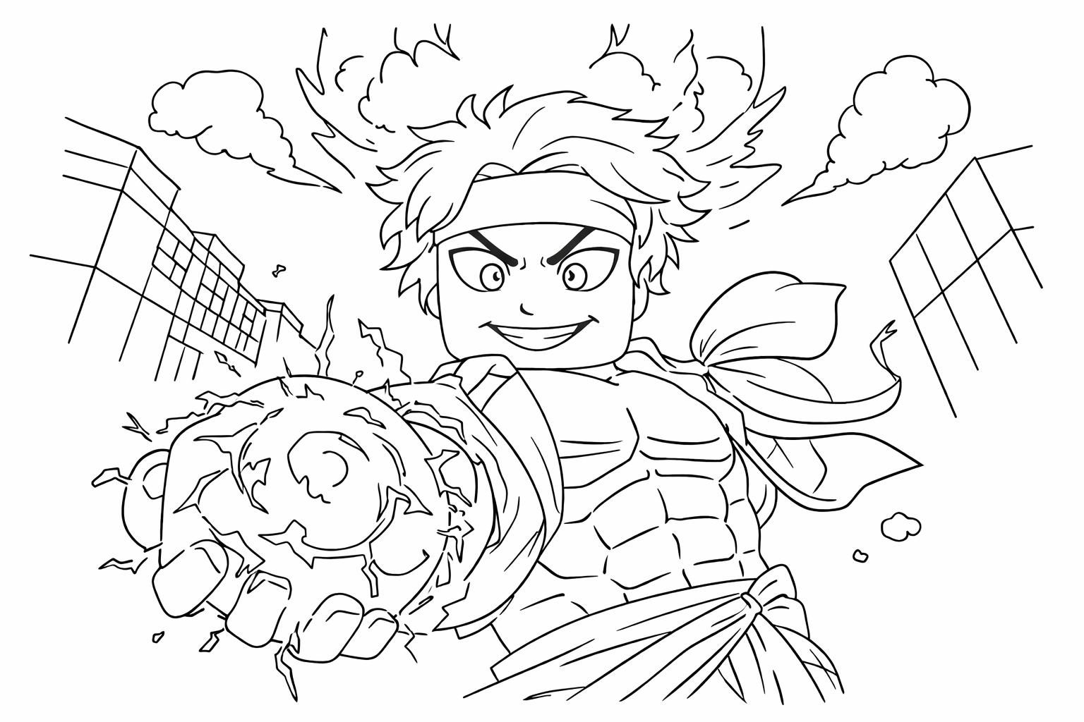 blox fruits roblox kleurplaat - zwart-wit lijntekening