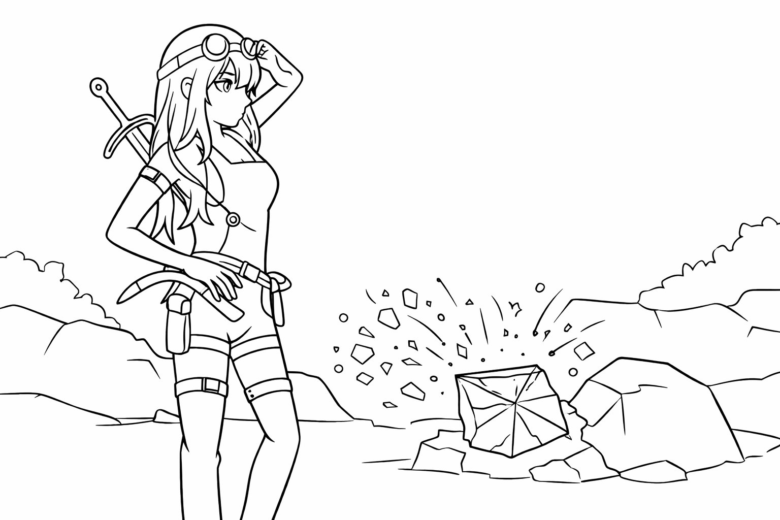 The Forge Roblox kleurplaat - zwart-wit lijntekening