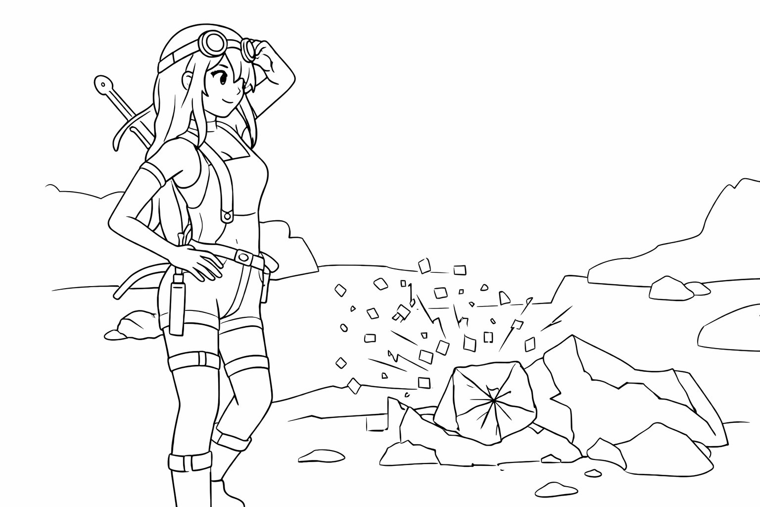 The Forge Roblox kleurplaat - zwart-wit lijntekening