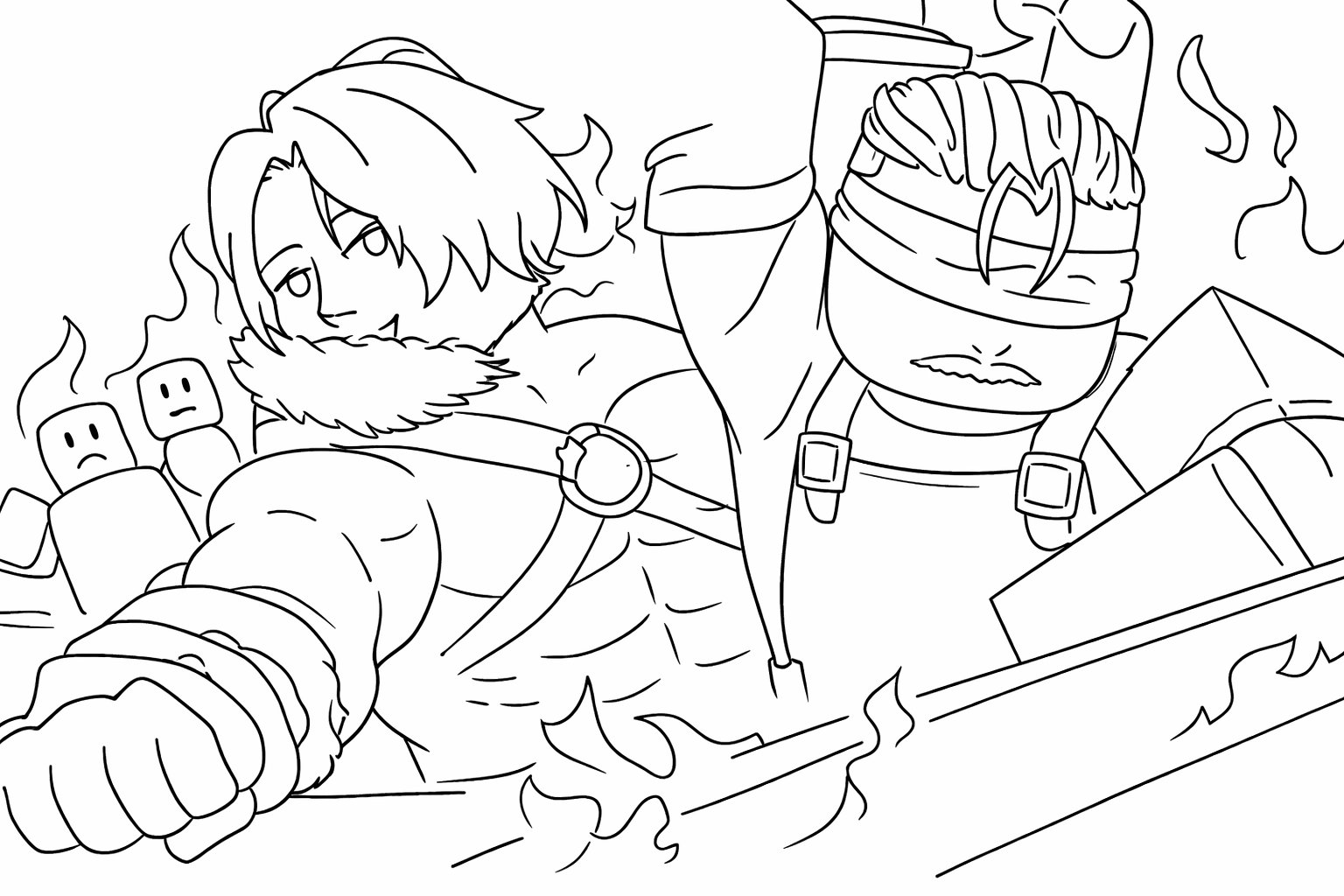 The Forge Roblox kleurplaat - zwart-wit lijntekening