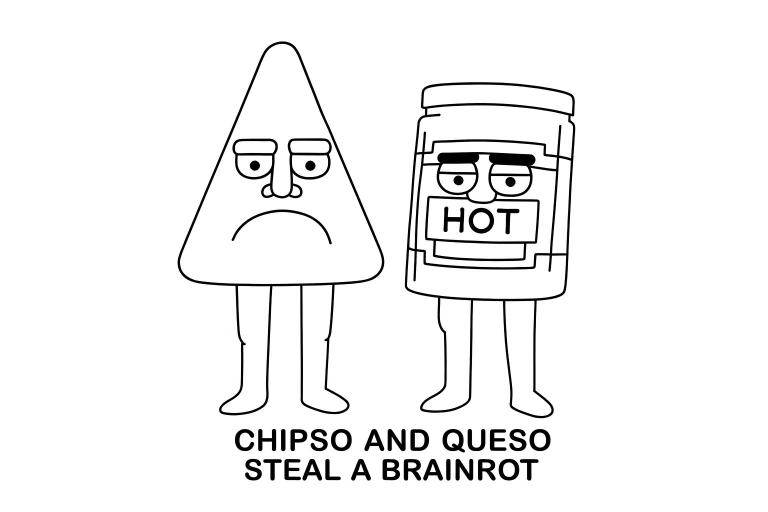 Kleurplaat van chipso and queso steal a brainrot, variant 2