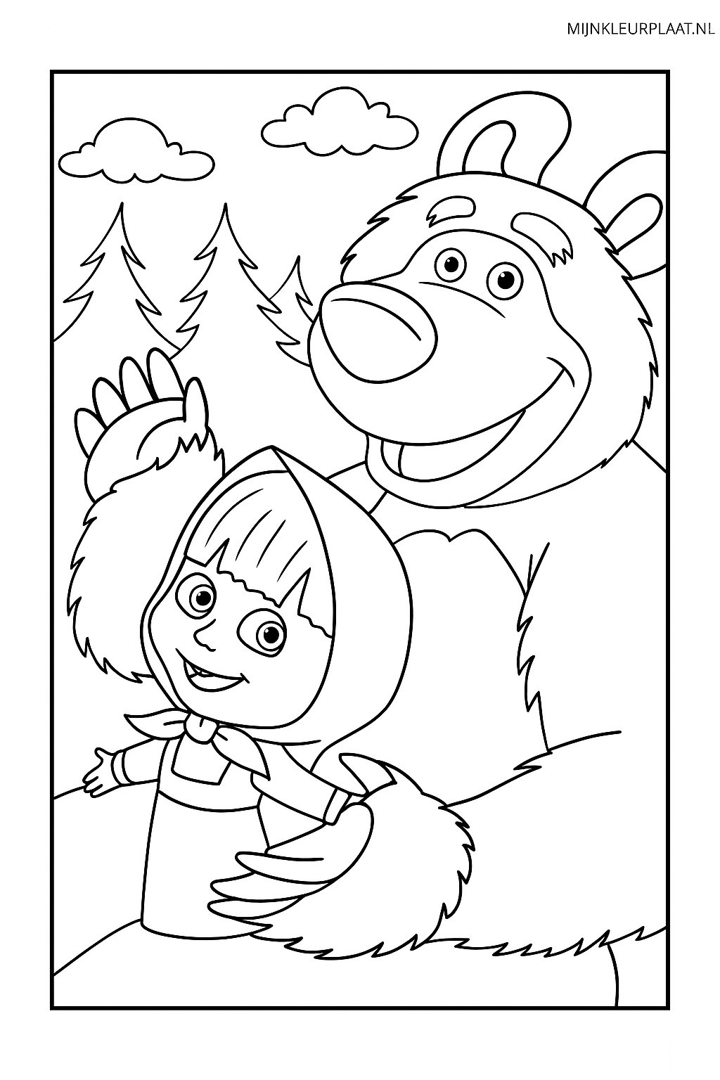 Masha En De Beer Variant 1 coloring page for children
