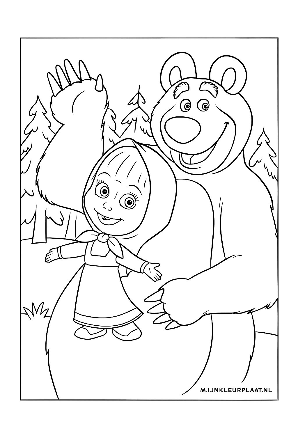 Masha En De Beer Variant 3 coloring page for children