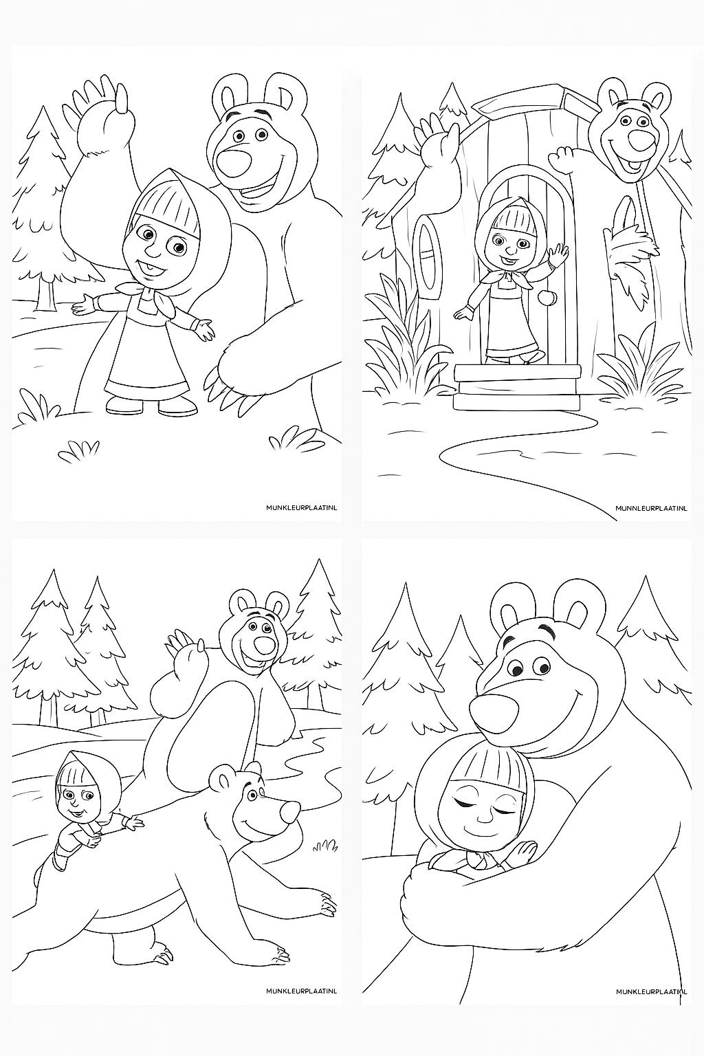 Masha En De Beer Variant 4 coloring page for children