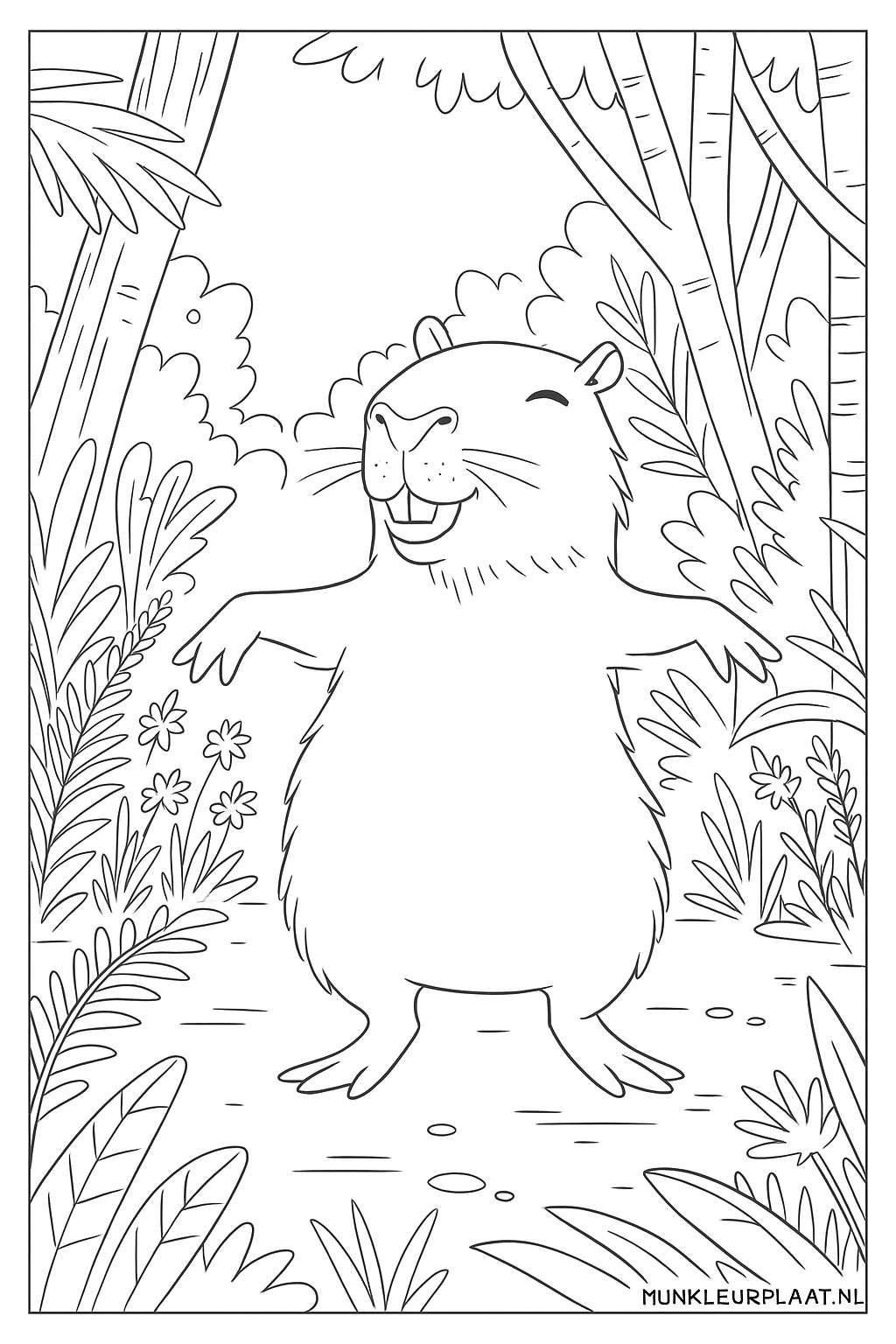 Feuille de coloriage gratuite Capybara - Variante 3 Feuille de coloriage pour enfants