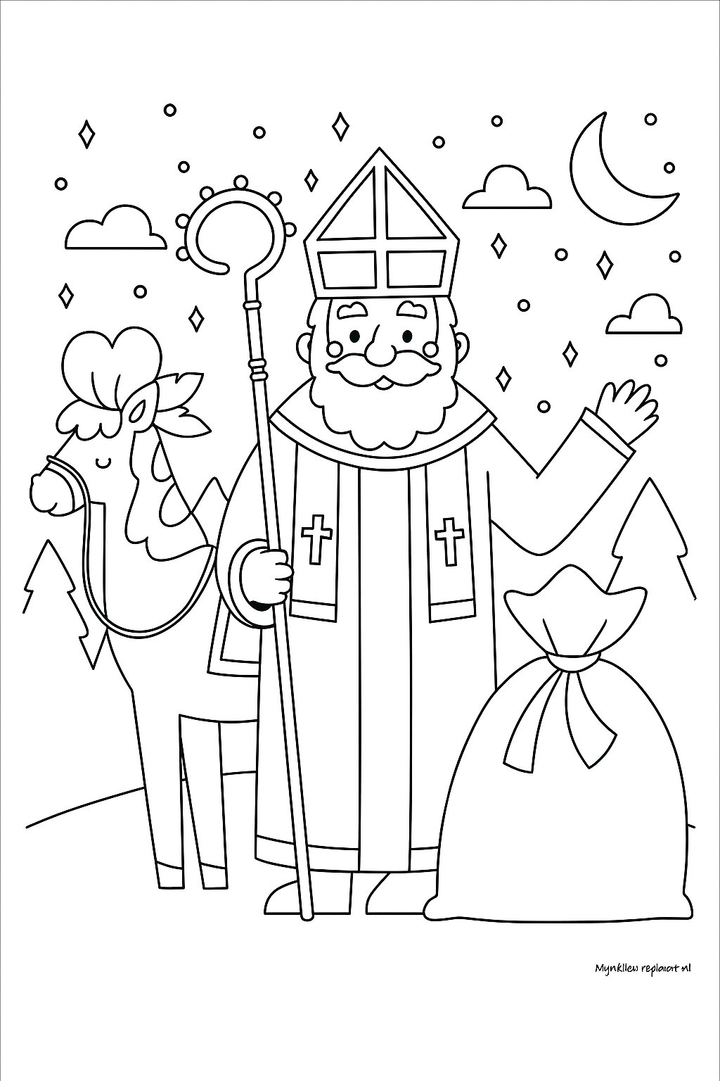 Sinterklaas Variant 2 coloring page for children