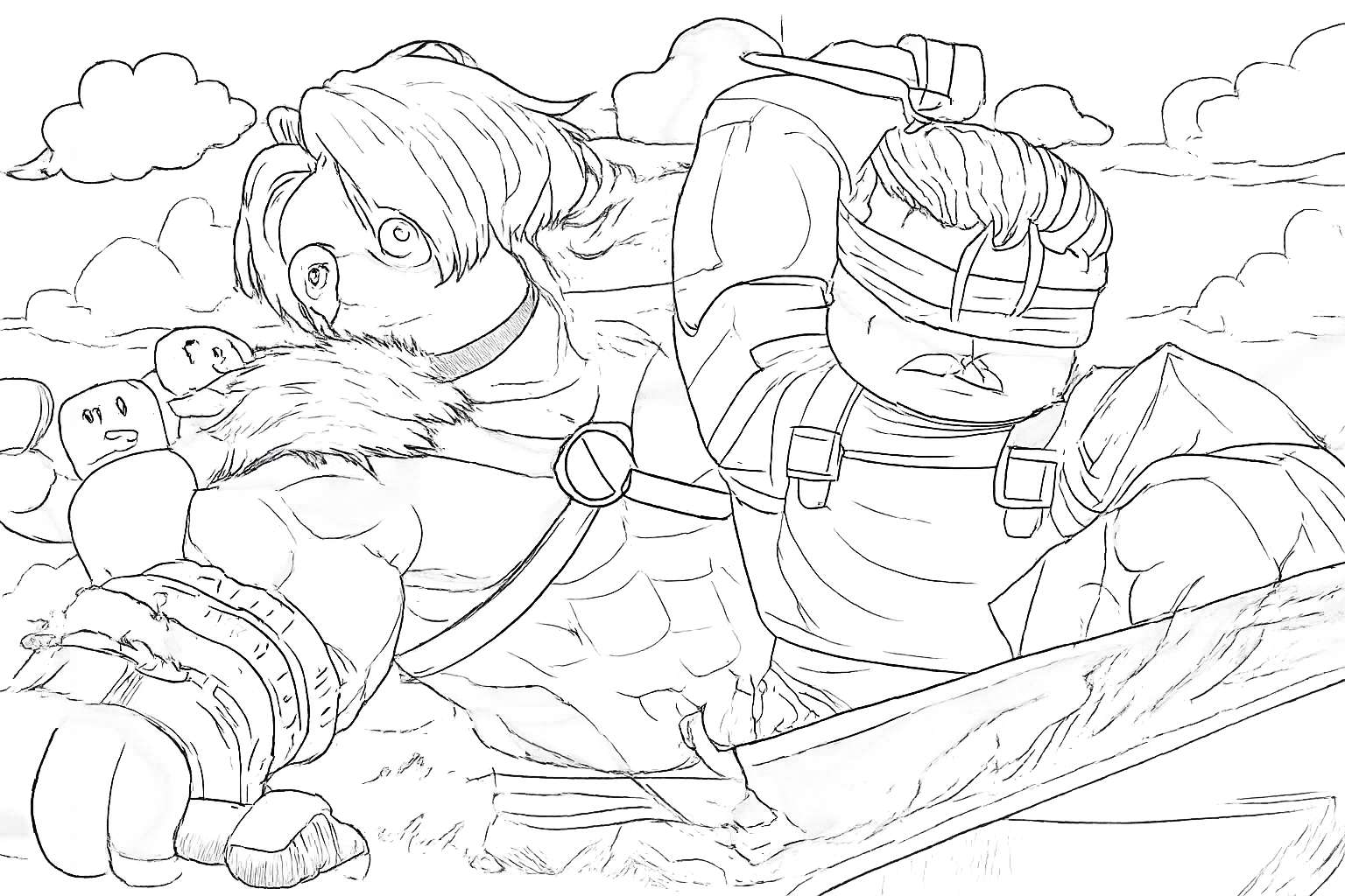 The Forge Roblox kleurplaat - zwart-wit lijntekening