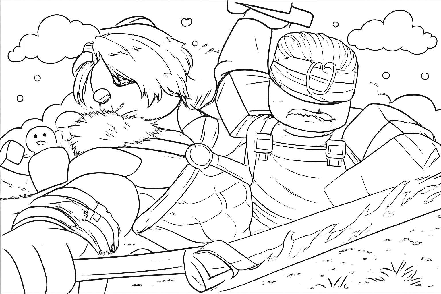 The Forge Roblox kleurplaat - zwart-wit lijntekening