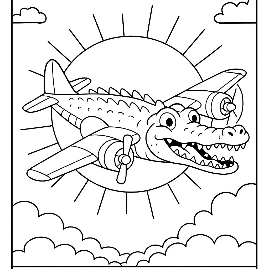 Bombardino Crocodilo Variant 3 coloring page for children