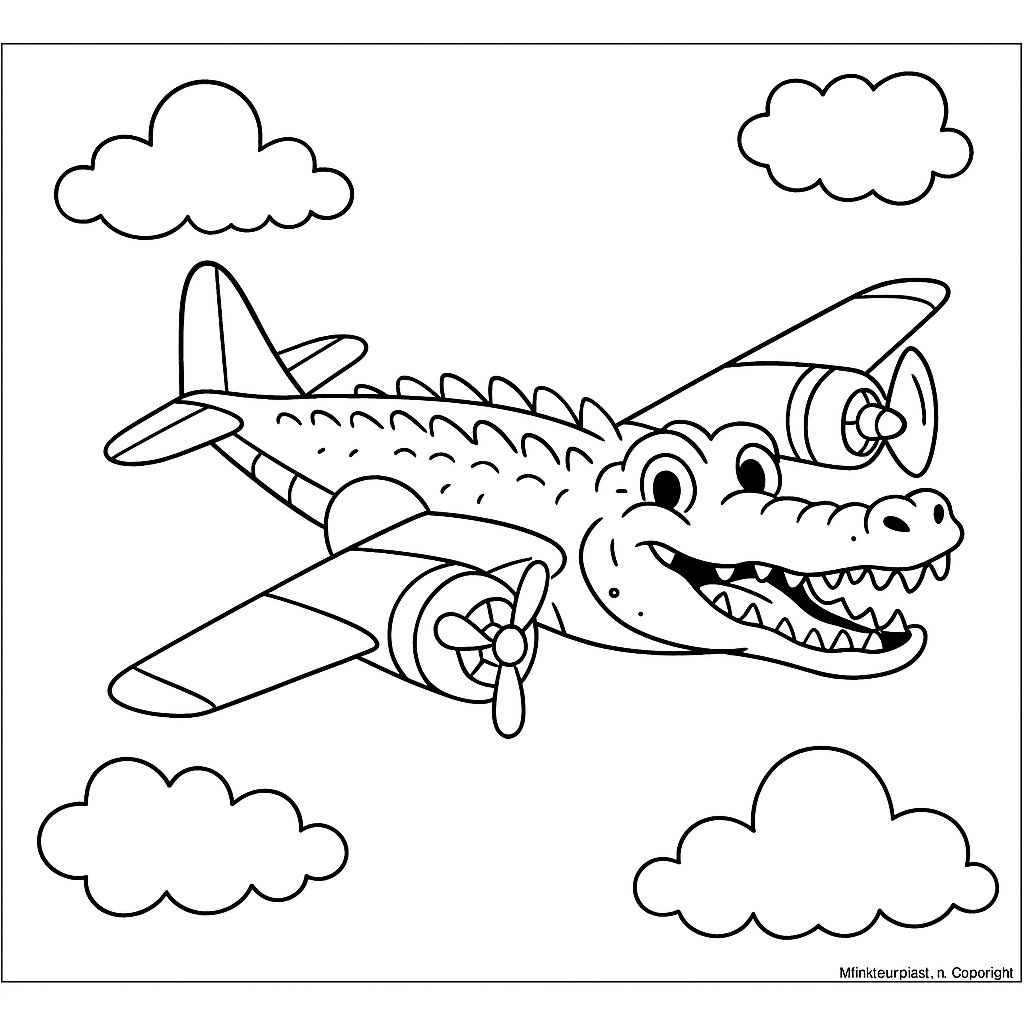 Bombardino Crocodilo Variant 4 coloring page for children