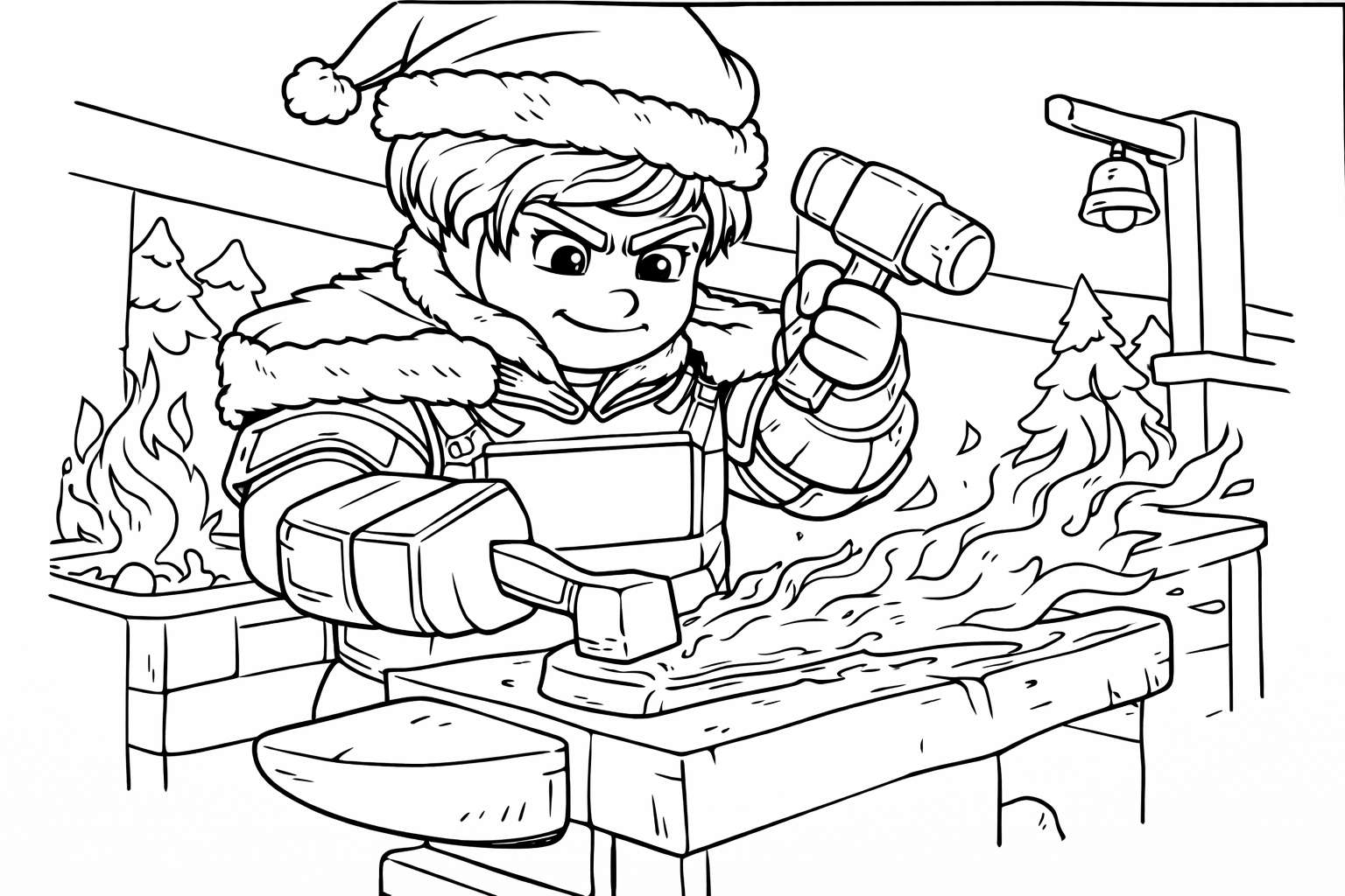The Forge Roblox kleurplaat - zwart-wit lijntekening