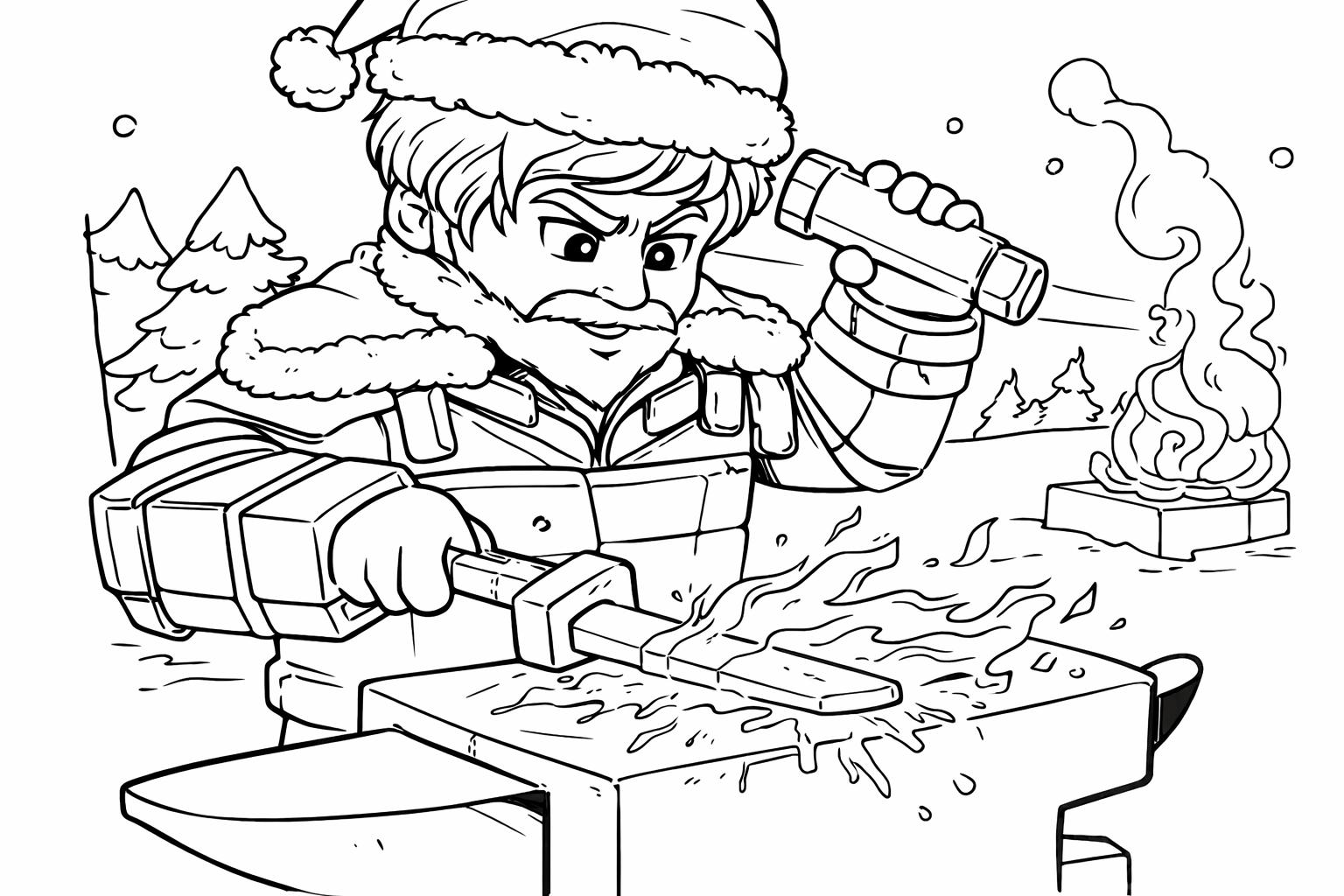 The Forge Roblox kleurplaat - zwart-wit lijntekening