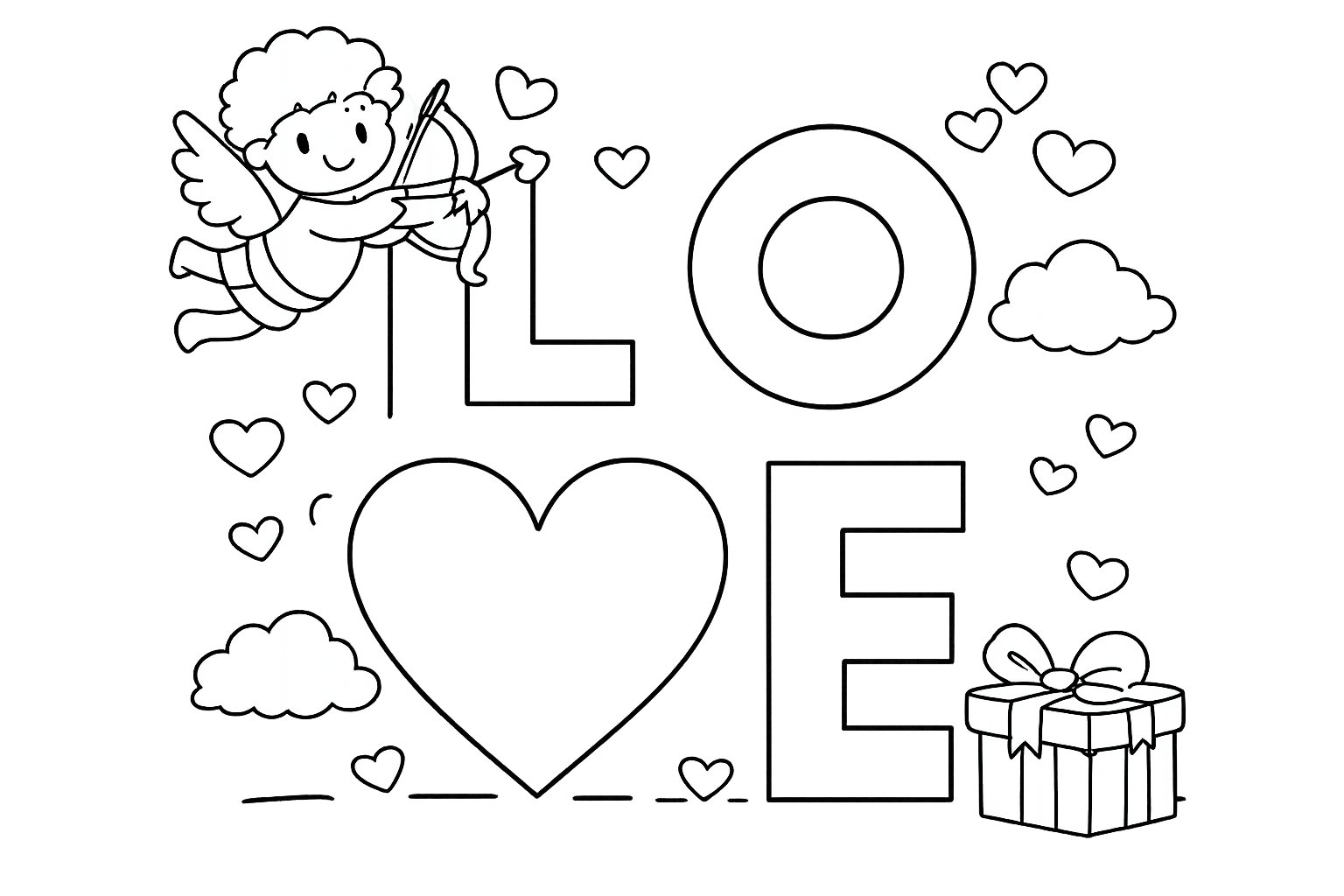 Coloriage Valentijnsdag dessin au trait