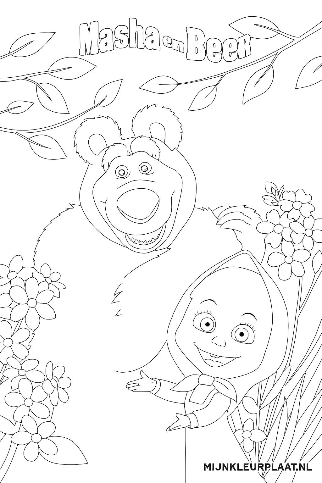 Masha En De Beer Variant 3 coloring page for children