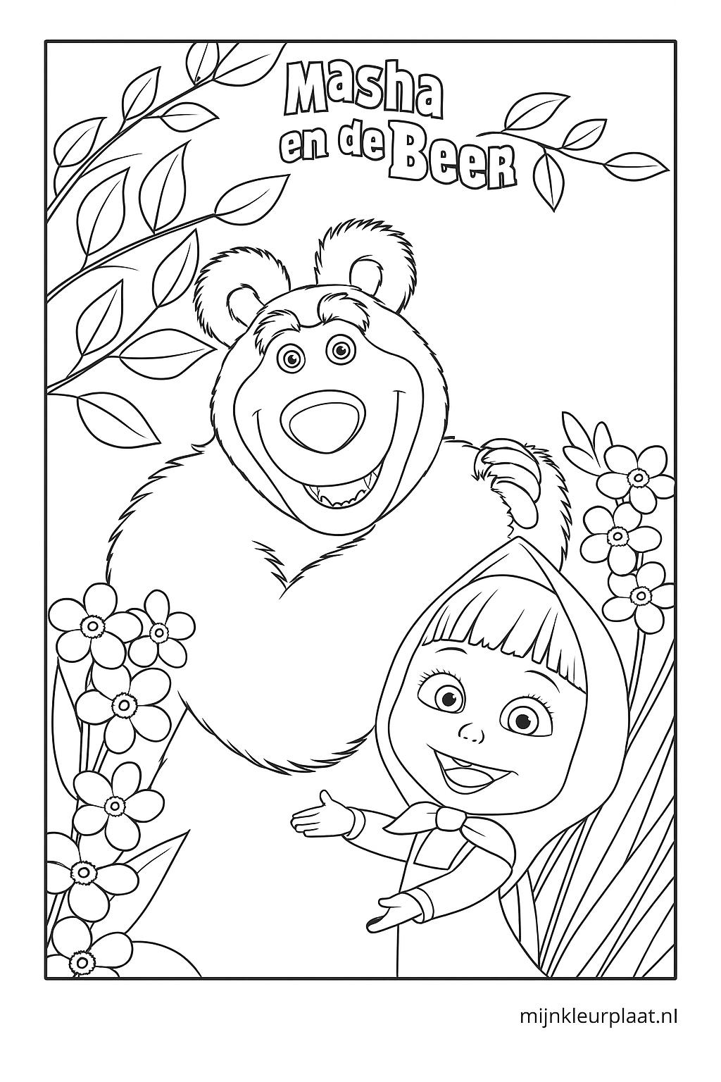 Masha En De Beer Variant 4 coloring page for children