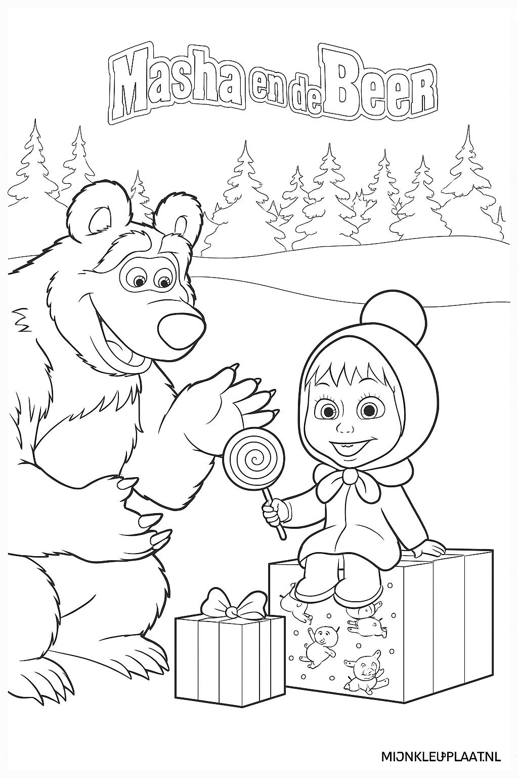 Masha En De Beer Variant 1 coloring page for children