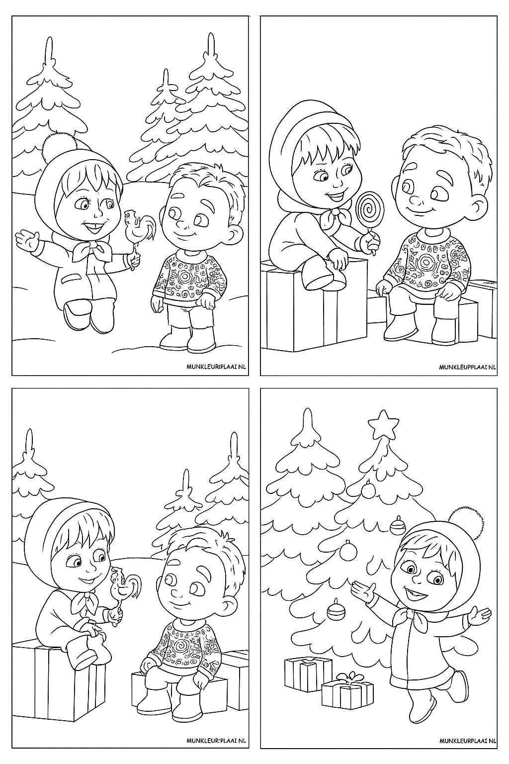 Masha En De Beer Variant 2 coloring page for children