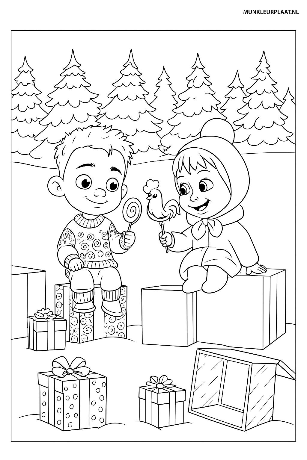 Masha En De Beer Variant 3 coloring page for children