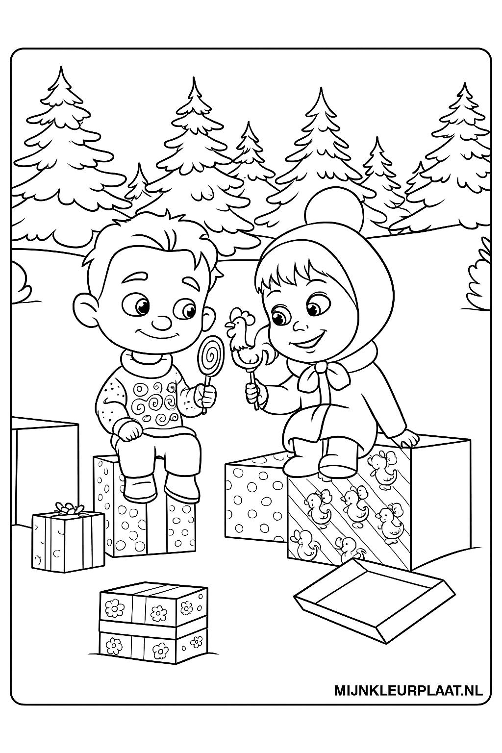 Masha En De Beer Variant 4 coloring page for children