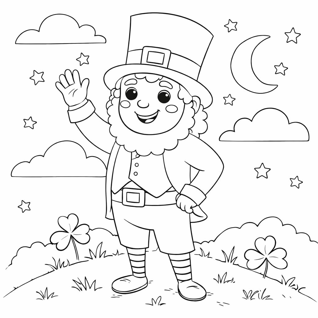 Dibujo para colorear leprechaun line art