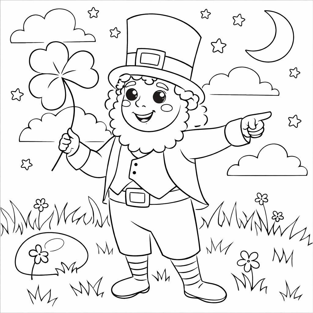 Dibujo para colorear leprechaun line art