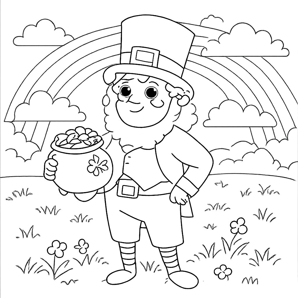 Dibujo para colorear leprechaun line art