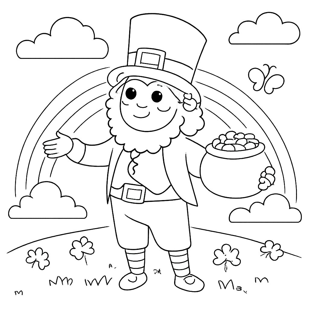 Dibujo para colorear leprechaun line art