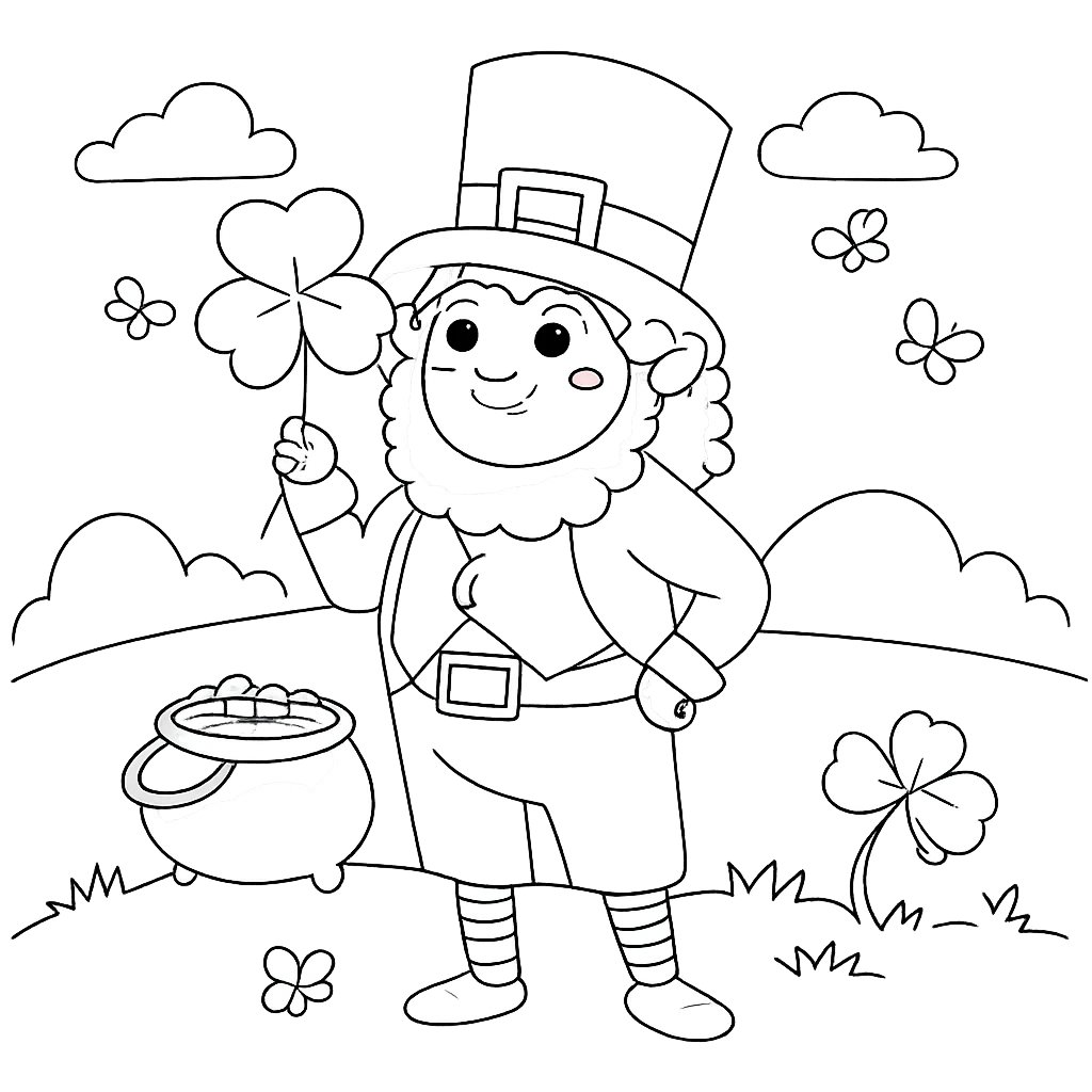 Dibujo para colorear leprechaun line art
