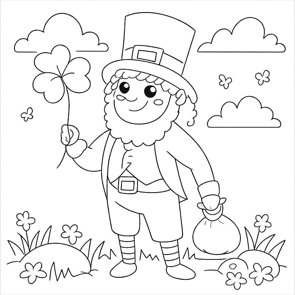 Dibujo para colorear leprechaun line art