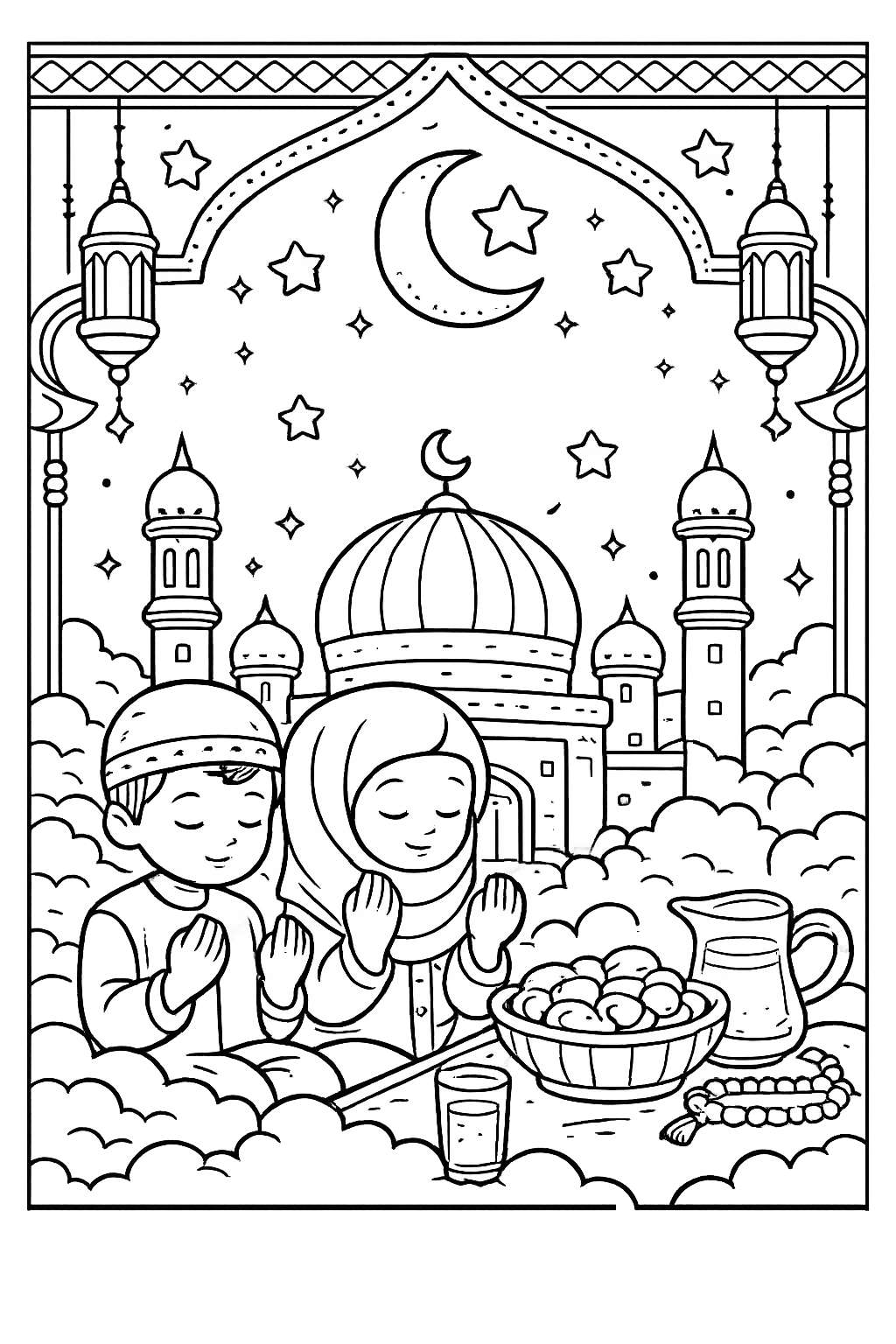 Ramadan coloring page line art