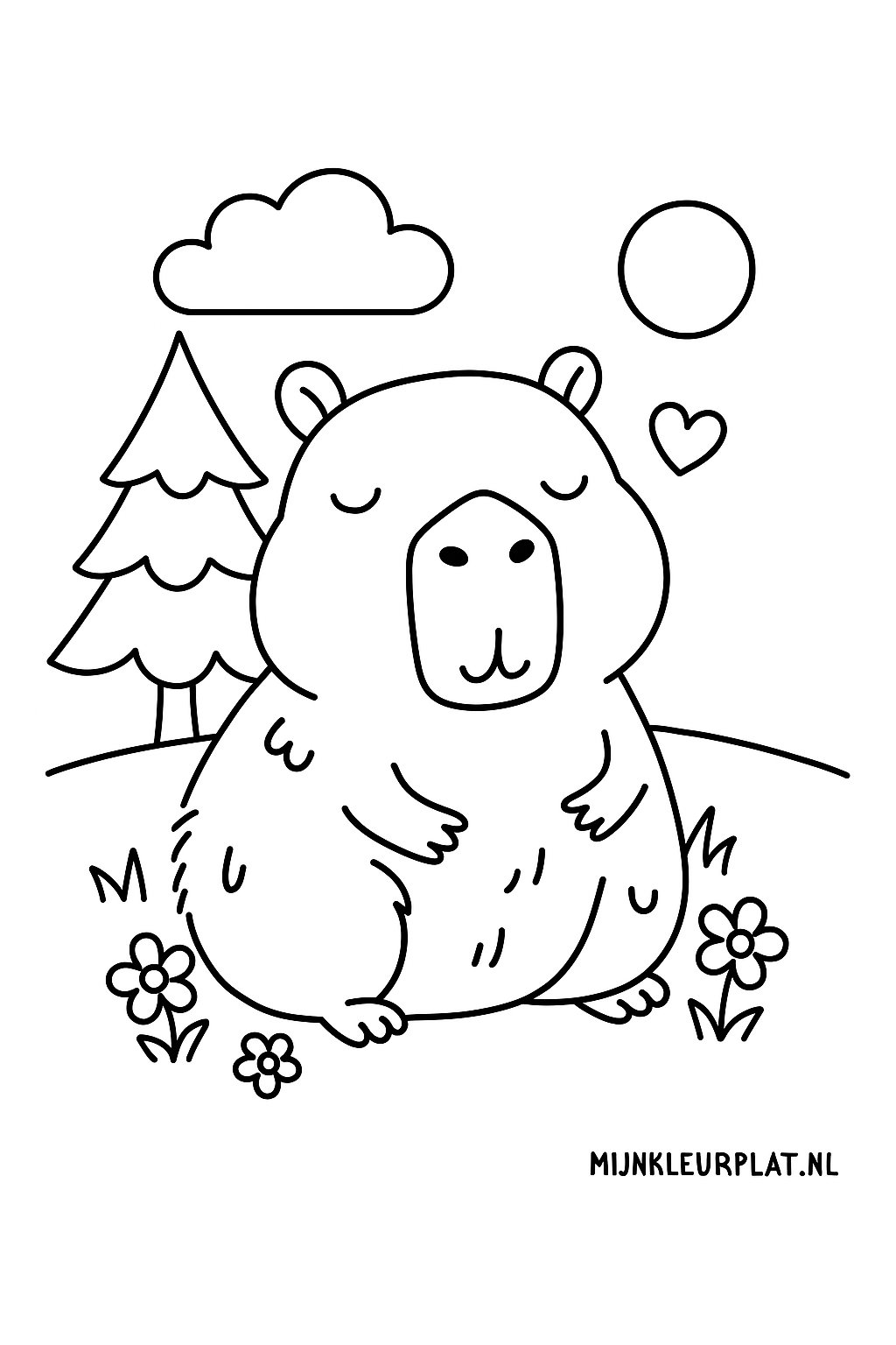 Feuille de coloriage gratuite Capybara - Variante 3 Feuille de coloriage pour enfants