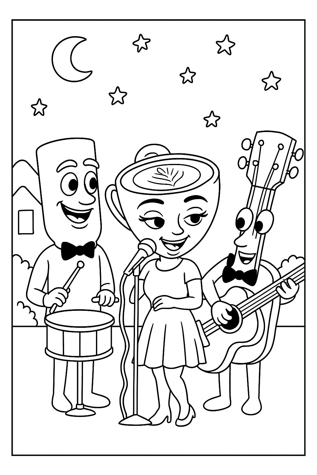 Tung Tung Tung Sahur Variant 1 coloring page for children