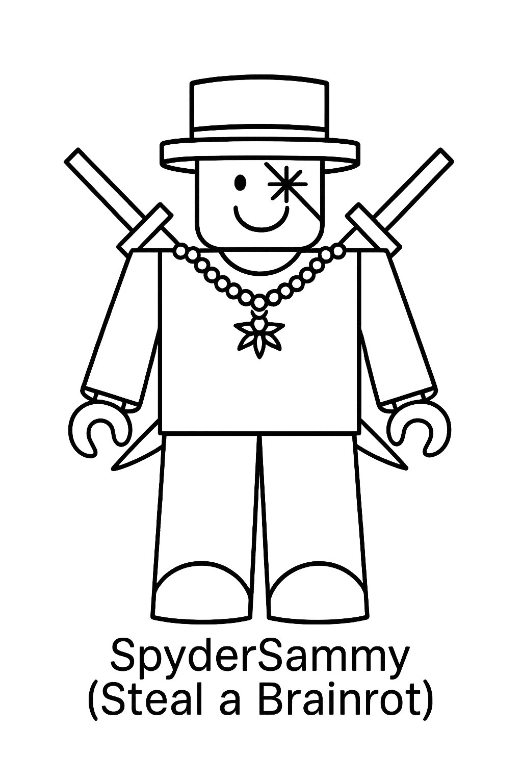 Kleurplaat van spydersammy (steal a brainrot), variant 1