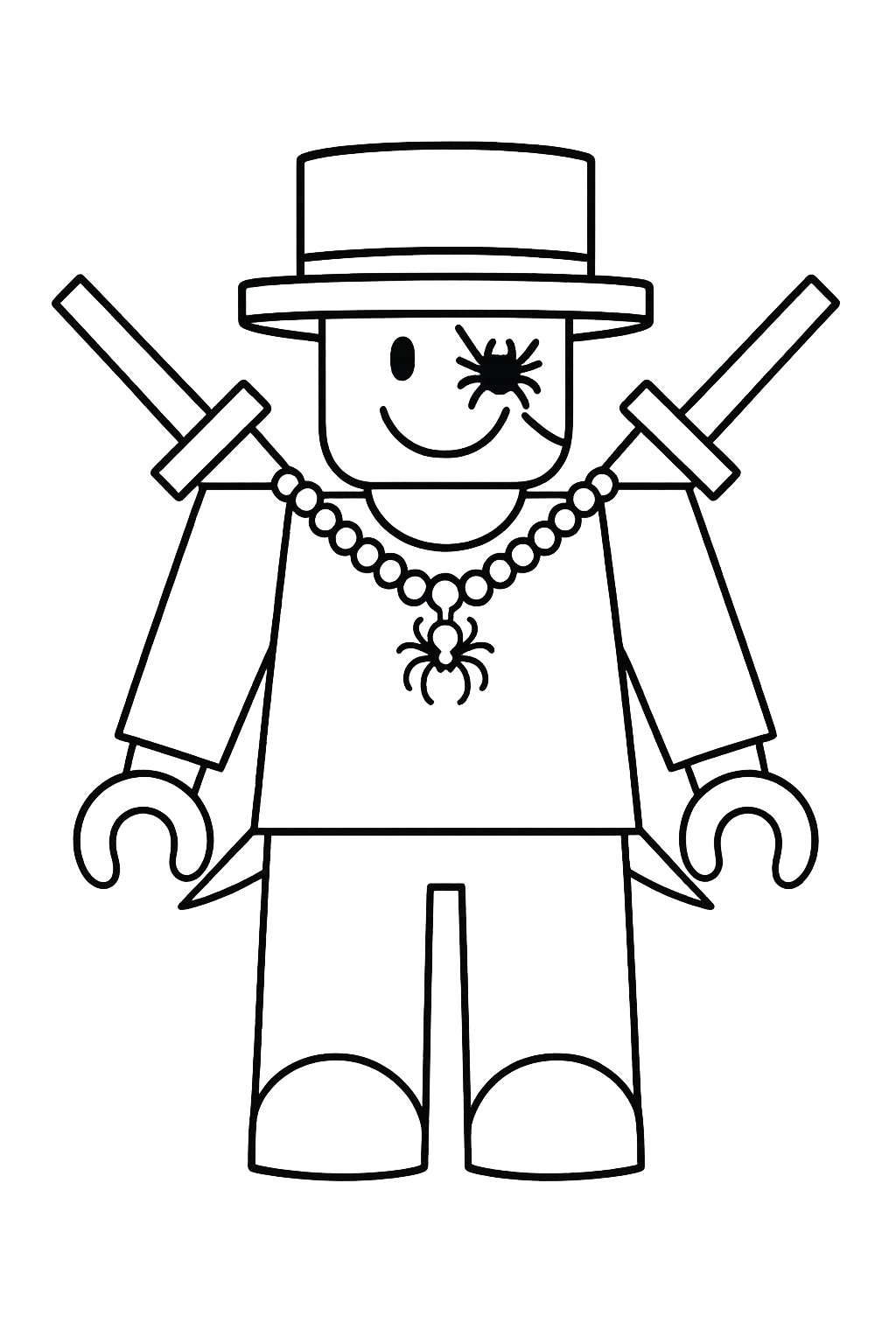 Kleurplaat van spydersammy (steal a brainrot), variant 4