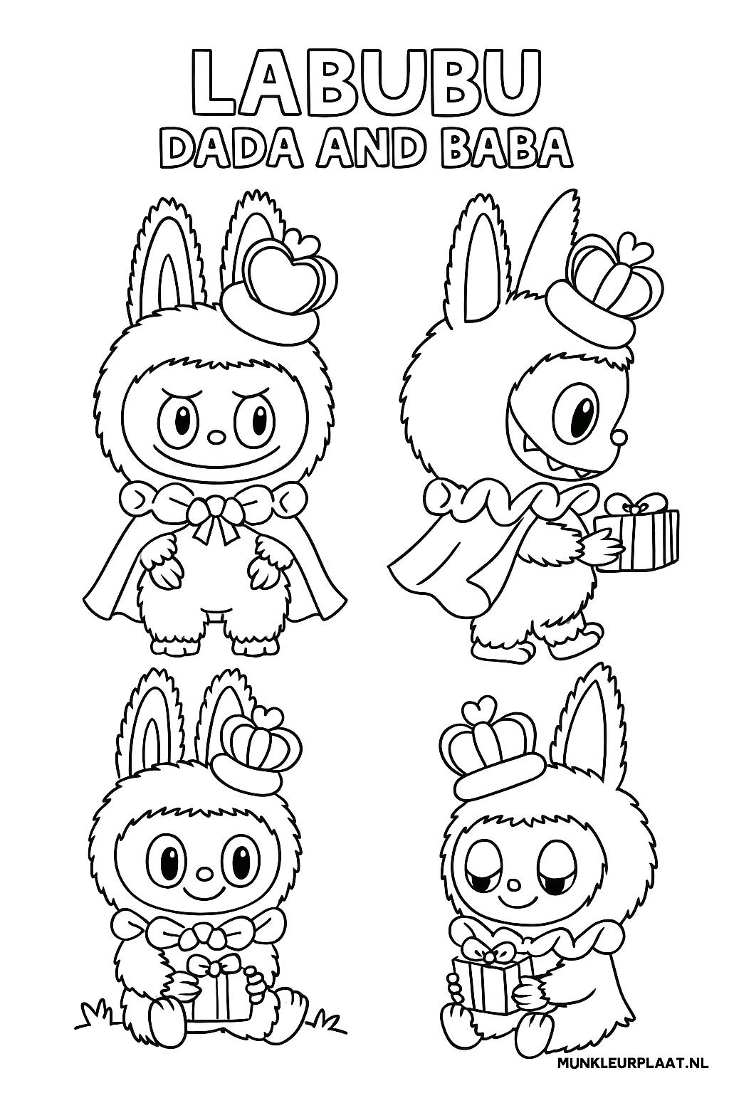 Labubu Dada And Baba Variant 2 coloring page for children