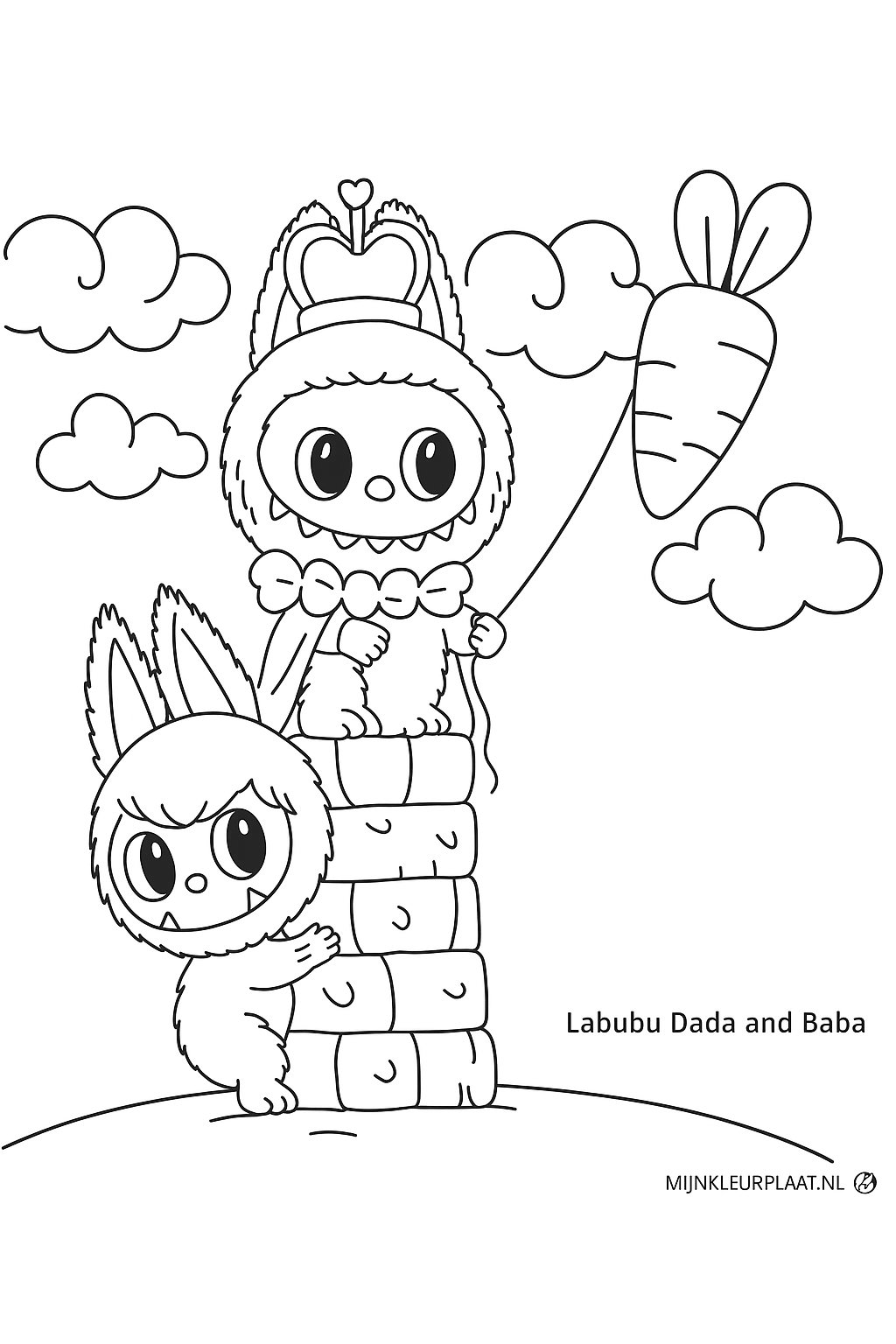 Labubu Dada And Baba Variant 3 coloring page for children