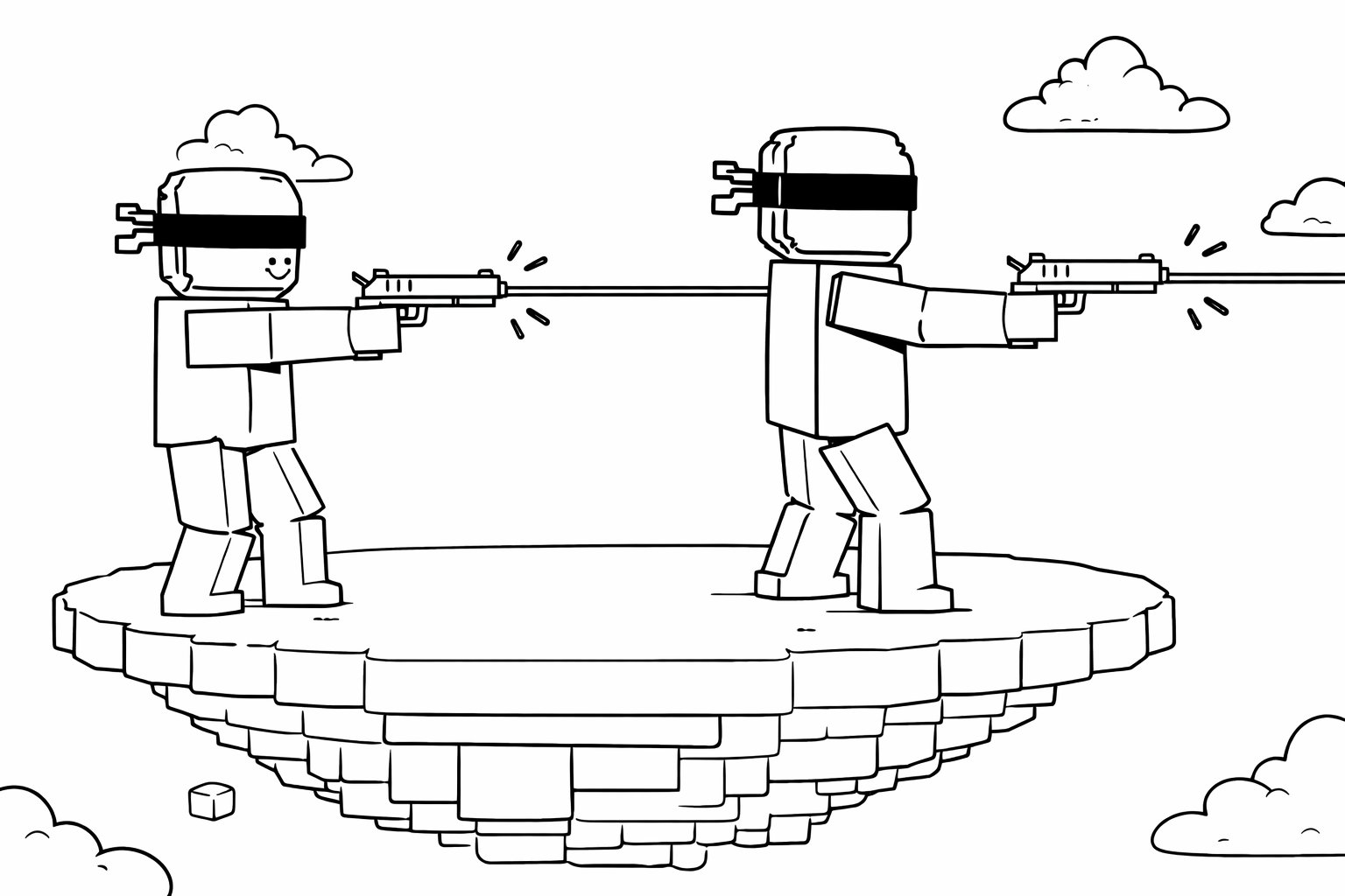 [UPD] Blind Shot Roblox kleurplaat - zwart-wit lijntekening